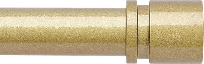 Byondeth Curtain Rods for Windows 16 to 144 Inches Adjustable Length 1 Inch Diameter Window Curtain Rod with Aluminium Finials, Flash Gold