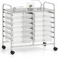 COSTWAY 12-Drawer Rolling Storage Cart, Utility Storage Organizer Cart | For Tools, Scrapbook, Paper, Craft, Multipurpose Art Supply Organizer on Wheels for Home Office School, Teacher, Clear