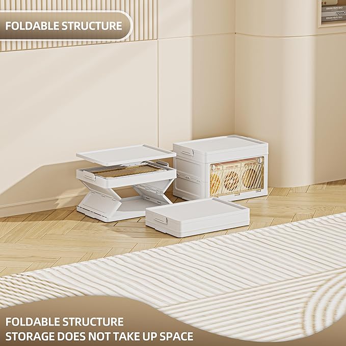 20 QT / 5 Gal Foldable Storage Cabinet - Clear Front & Back Doors with Triple Security Latches, One-Pull Assembly, Grade Organizer for Tools/Toys/Supplies