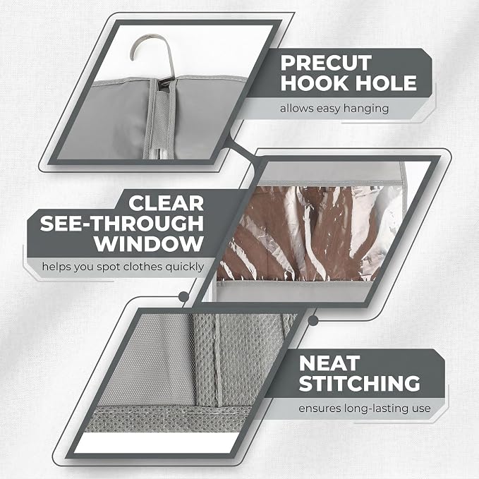 47Inch Garment Bags Covers, Gray Hanging Clothes Bag, Suit Cover Bags with Clear Window for Hanging Closet Clothes Storage and Travel (1, Gray, 47 inch)