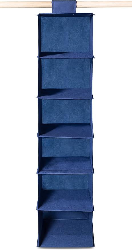 6 SHELF HANGING SWEATER CLOSET & CLOTHING ORGANIZER, BLUE