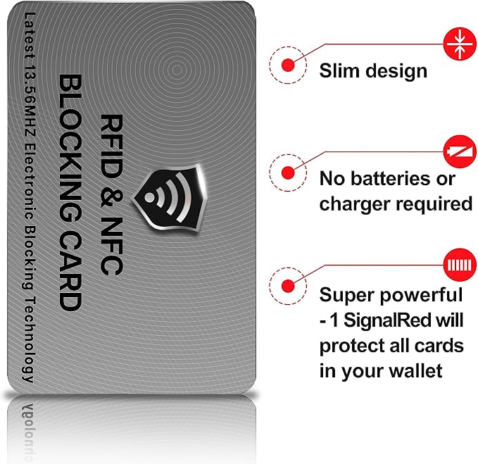 SaiTech IT 5 Pack RFID Blocking Card for Credit Debit ID Card, Grey | Slim Anti-Theft Contactless NFC RFID Blocker Protector, Easily Fit into Wallet and Purse, for Men & Women