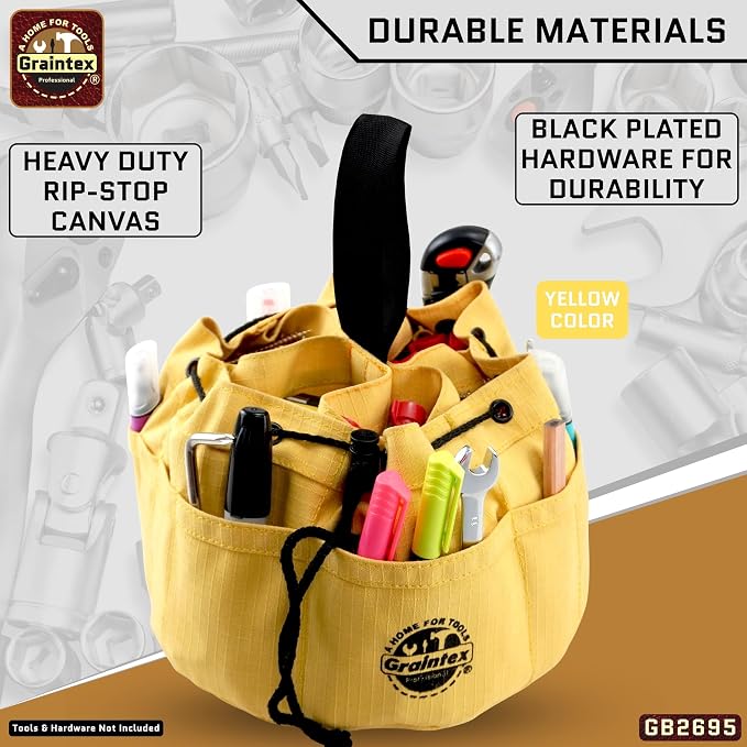 Graintex 18 Pocket Grab Bags Set of 3 Pcs Rip-Stop Canvas, Drawstring Closure, Small Parts Organizer Bag, Small Tools, Screws, Parts, Parachute Tool Bag, Parachute Tool Organizer for Essential Items