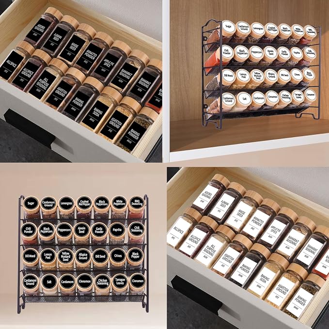 SWOMMOLY 892 Spice Jar Labels in 5 Types of Spice Labels with Chalk Marker | 800 Printed Spice Labels with 92 Extra Write-on Labels Stickers for DIY, Waterproof & Tear-Resistant