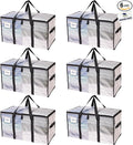 RUGGED RHINO 6 Pack Heavy Duty Extra Large Moving Bags, Durable Bag with Strong Handles and Zipper, Moving Boxes Alternative for College Packing, Holiday Décor, Space Saving Storage with Label, Clear
