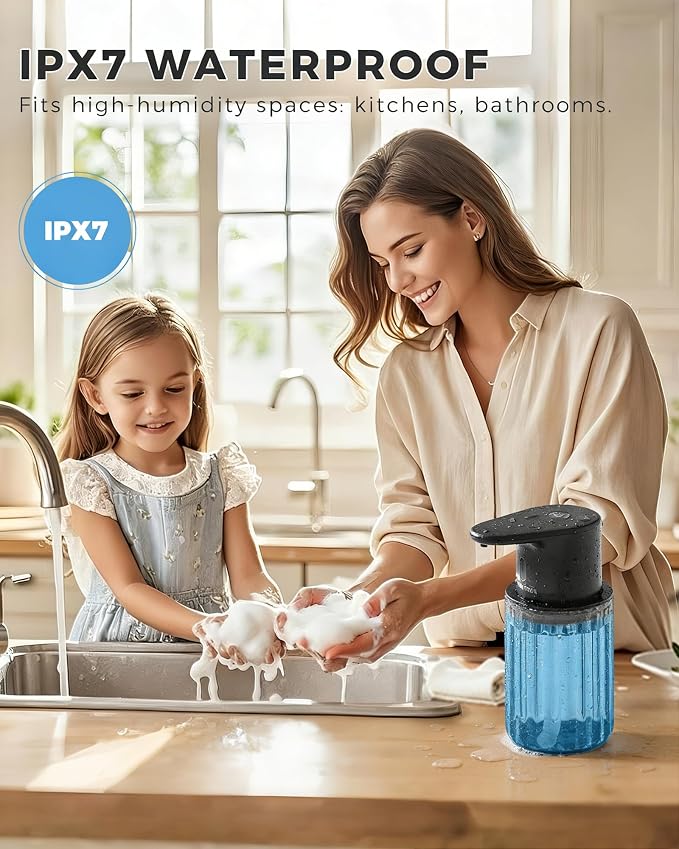 Automatic Foaming Soap Dispenser Touchless, USB Rechargeable Soap Dispenser | Adjustable Foam Levels, 10oz/300mL Hands Free Sensor, Waterproof, Wall Mounted or Countertop for Bathroom & Kitchen
