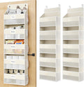 Optish Over The Door Organizer Hanging, 2 Pack 5 Shelf Behind The Doors Storage, Pantry Door Organizer, Closet Organizers for Bedroom and Nursery (Beige)
