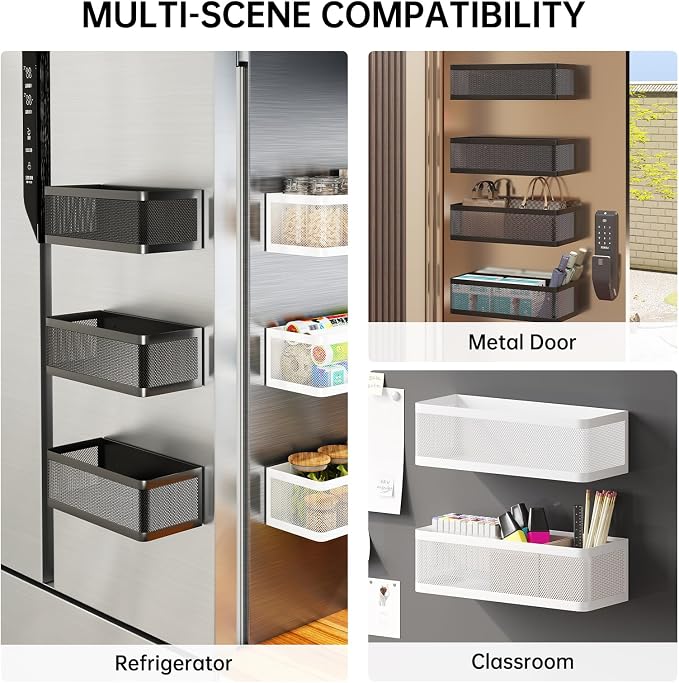 Magnetic Shelf for Washing Machine, Black, L13.78in*W5.12in*H3.94in | Magnetic Organizer for Laundry, Hanging Basket Storage, Magnetic Fridge Shelves, Spice Rack for Refridgerator, 16.5-lb load