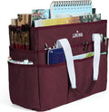 JJRING Craft Organizer Tote Bag, Large Art Storage Caddy with Multiple Pockets, Dark Red Sewing Bag for Art, Craft, Scrapbooking, Medical, and Office Supplies Storage