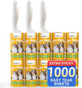 Extra Sticky Lint Roller for Pet Hair, 1000 Sheets, 3 Handles | Bulk Value Pack for Clothes, Couch, Furniture, Car & Pet Beds