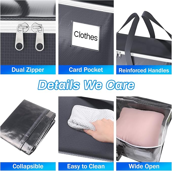 ElegantArray 10 Pack Moving Bags Heavy Duty, Moving Boxes, Storage Bags with Zipper & Handles & Tag for College & Dorm Moving Supplies Grey Laundry Hamper Bag, Foldable Space-saving Totes (76L, Grey)