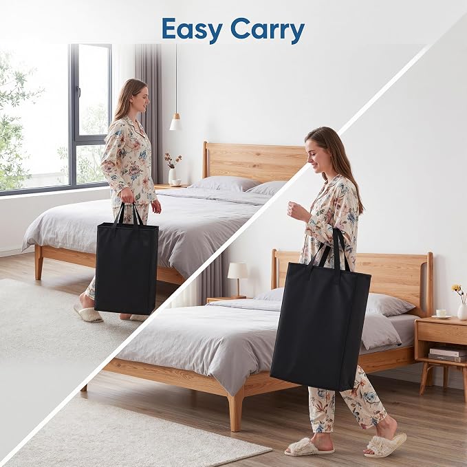 efluky 2 Pack Slim Laundry Basket with Lid, Narrow Laundry Hamper with Handles, Collapsible Dirty Clothes Hamper, Tall Laundry Bin for Laundry Room, Dorm and Bedroom, 50L Black