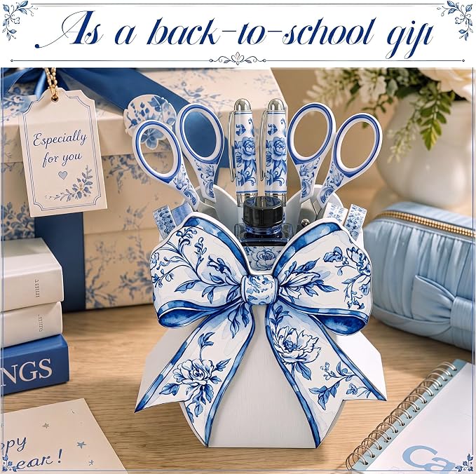 Tenceur Chinoiserie bow Pencil Holder for Desk Large Capacity Bow Wood Pen Holder Coquette Desk Organizer Cute Teacher Office Decor Makeup Brush School Supplies Back to School Gift for Girls Women
