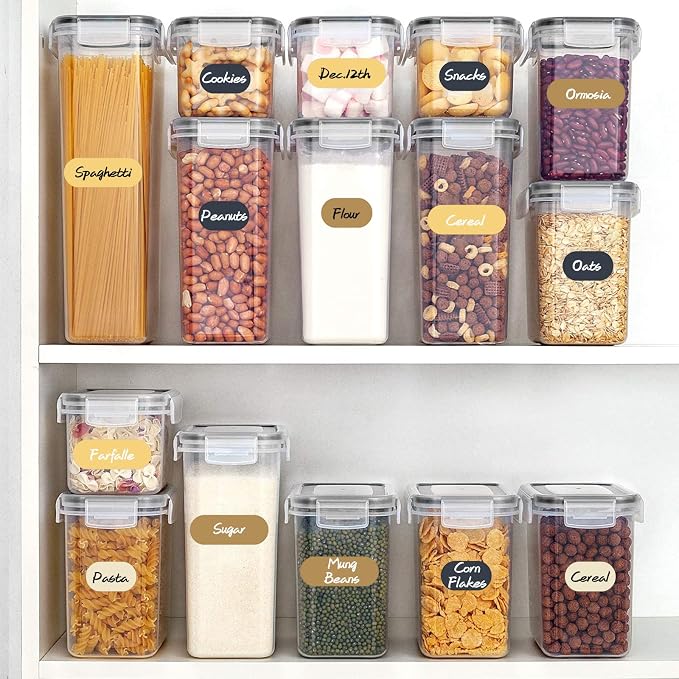 Spice Labels with 2 Markers, Waterproof Colored Chalkboard Label Stickers for Condiment Bottles Mason Jars Food Containers Cannings Storage Bins Removable Write-on Kitchen Labels 192pcs