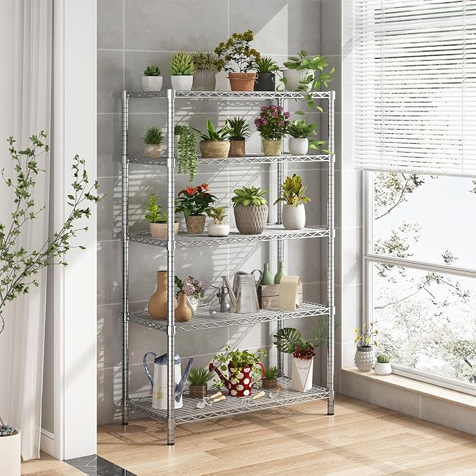 ROOMTEC 5-Tier Wire Shelving Unit,40" W*16" D*72" H,Max Load 2000 lbs | Garage Shelves, Adjustable Storage Rack, Heavy Duty Metal Shelf for Kitchen, Pantry, Laundry, Basement
