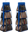 Lirex 2-Pack Handbag Hanging Purse Organizer for Closet, 8 Pocket Handbag Storage Organizer Hanger Oxford Cloth Closet Organizer for Family Closet Bedroom, Foldable and Universal Fit, Blue