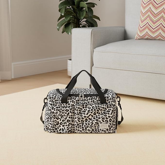 Small Gym Bag for Women, Travel Duffle Bag Carry On Weekender Bag with Shoe Compartment
