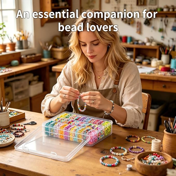 Bead Organizer Box, 31 Pcs Clear Plastic Storage Containers with Hinged Lids Mini Boxes for Jewelry Making, Crafts, DIY, Seed, Small Parts