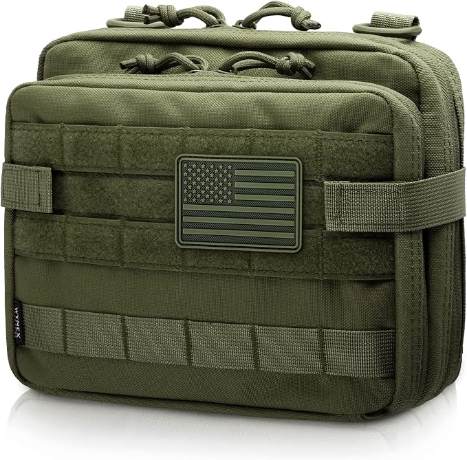 WYNEX Tactical Large Admin Molle Pouch of Double Layer Design EDC Organizer | Molle EDC EMT Utility Pouches with Map Sleeve Modular Tool Bag Large Capacity Flag Patch Included