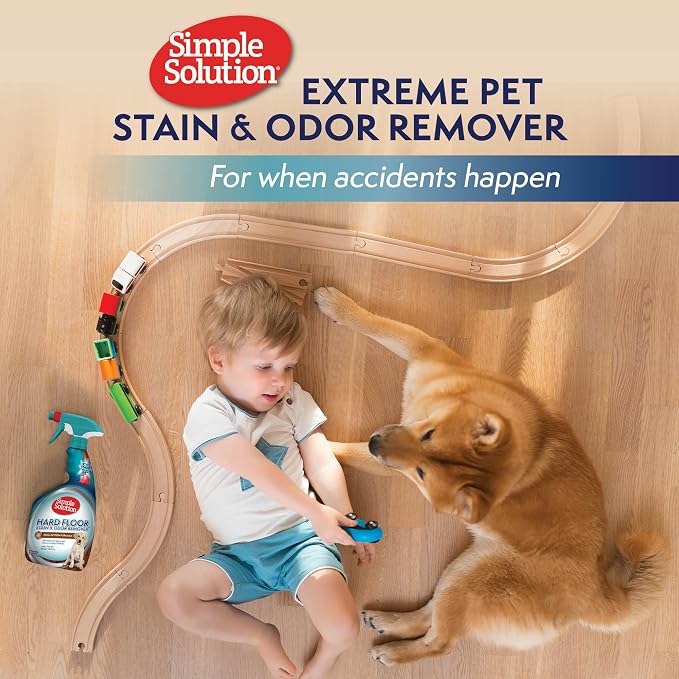 Simple Solution Hard Floor Stain & Odor Remover, Pet Stain Cleaner, Gallon | Dog Stain & Odor Remover, Pet Urine Enzyme Cleaner, Dog Urine Hardwood Cleaner, Pet Odor Eliminator, Hard Floor Stain Remover