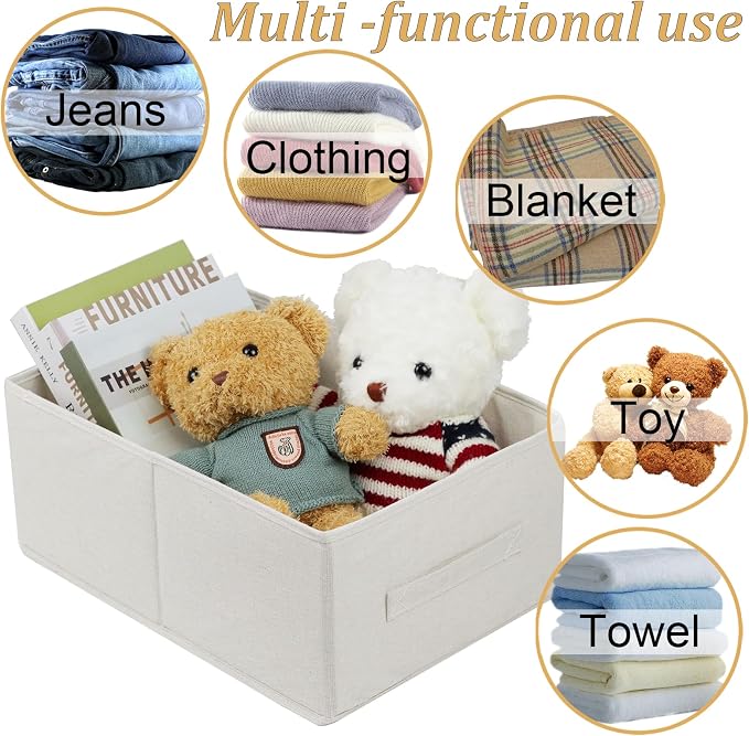Fordonral Fabric Storage Bins, 3 Pack Foldable Storage Baskets for Shelves, Decorative Linen Closet Organizers and Storage, Storage Box Container for Organizing Clothes Toy Pantry Wardrobe Closet