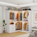 Closet System with 3 Wooden Drawers, 6.5-16FT Corner Closet Organizer System for Walk in Closet, Heavy Duty Modular Closet Systems, Built-in Shelving System with 8 Hanging Rods (CL070912)