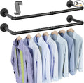 OROPY 38.4" Industrial Pipe Clothes Rack Wall Mounted, Heavy Duty, 2 Pack | Heavy Duty Iron Pipe Clothing Garment Rail, Multi-Purpose Clothing Hanging Rod for Laundry Room and Closet Storage, Black