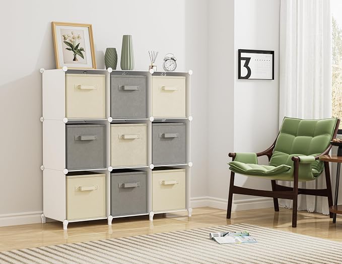 HOMIDEC Closet Organizers and Storage, 9 Cube Storage Organizer, White | Portable Closet Organizer System, Storage Cubes Shelves, for Bedroom, Kids Room, Bathroom, Wardrobe