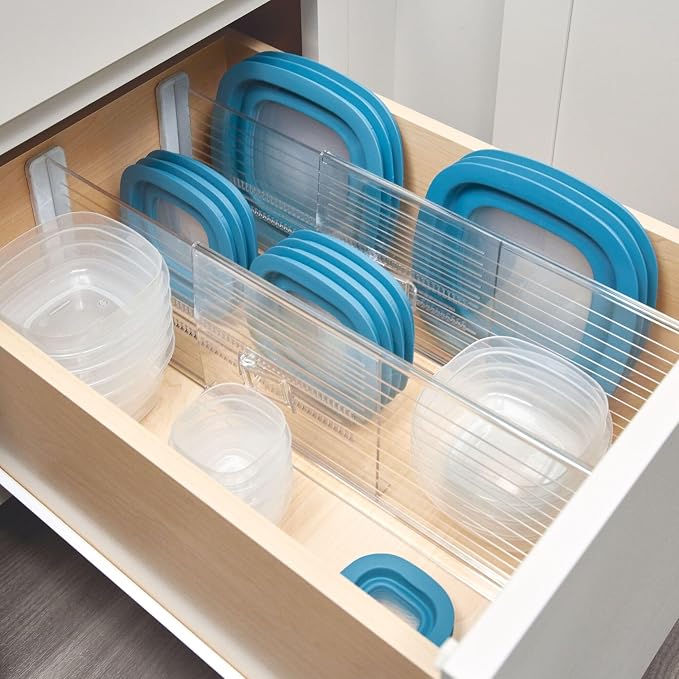 iDesign Expandable Deep Drawer Dividers, Set of 4, Clear | Kitchen, Dresser, Desk Drawers