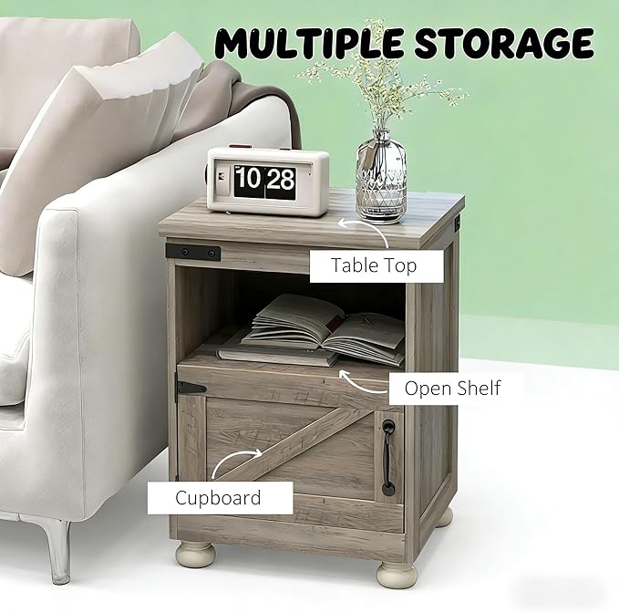 18" Modern Large Storage Case, Multifunctional Cabinet with Stable Structure, Versatile Organizer with Open Shelf for Living Room, Gray
