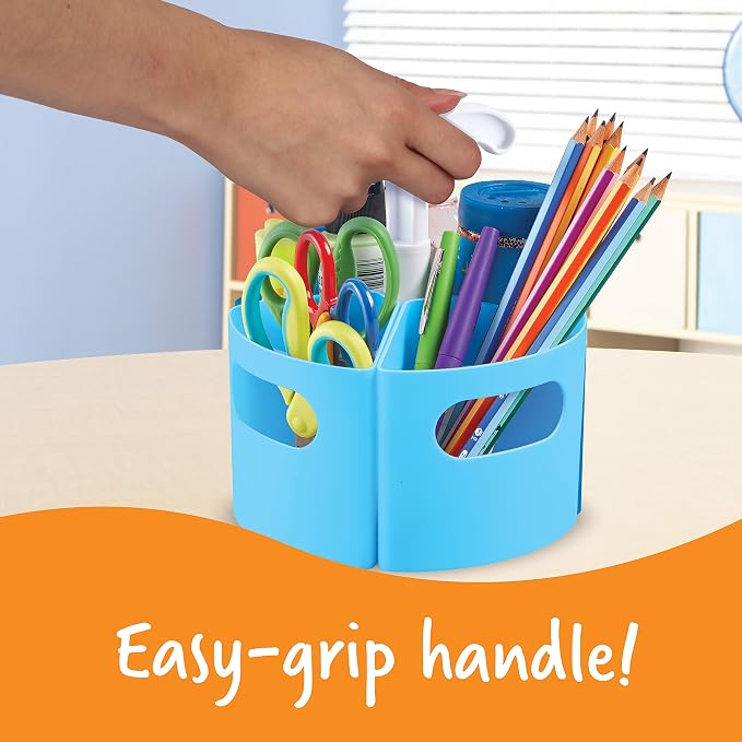 Learning Resources Create-a-Space Storage Mini Center Blue - Desk Caddy Organizer for Kids, Art Supplies Classroom Organizer, Homeschool Supply Organizers and Classroom Storage, Marker Holder | Desk Caddy Organizer for Kids, Art Supplies Classroom Orga...