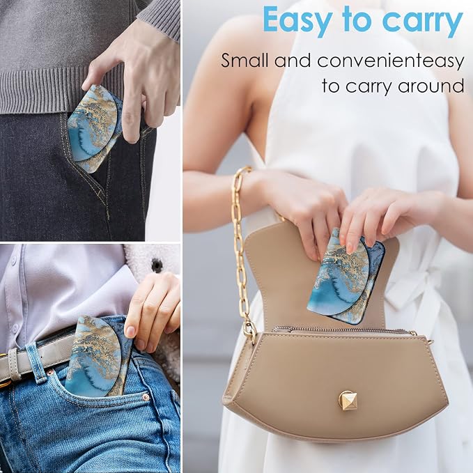 Business Card Holder，PU Leather Business Card Case Color Printing Pattern Card Holder Wallet，Pockets Magnetic Credit Card Holders for Men and Women，Blue Marble