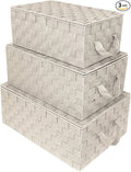 Sorbus Set of 3 Storage Baskets for Organizing with Lid, Mesh Hand-Woven Design, Linen Closet Organizers and Storage, Organizer Storage Baskets for Shelves, Variety Pack Organizers and Storage (Beige)