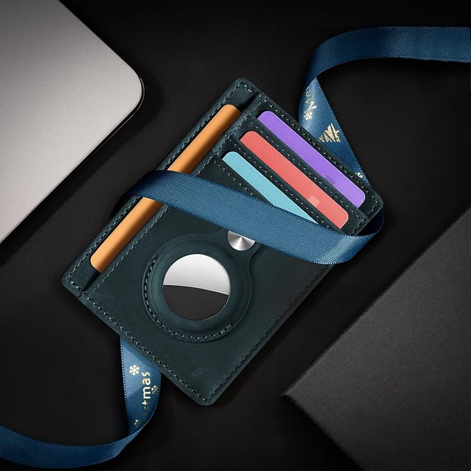 Slim Minimalist Front Pocket Air Tag Wallet, RFID Blocking Card Holder Wallet with Airtag Holder