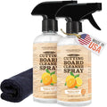 CLARK'S Natural Cutting Board Spray Cleaner with Microfiber Cloth,12oz (Pack of 2) - for Wood Countertop - Filtered Water, Distilled Vinegar, Castile Soap, Lemon & Orange Citrus Oil Extracts