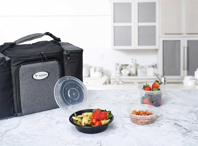 Glotoch Round Reusable Meal Prep Containers with Lids, 24 oz, 150 Pack | To Go Food Containers in Bulk, Microwave, Freezer and Dishwasher Safe, Leak-Resistant, for Salads, Lunches and Leftovers