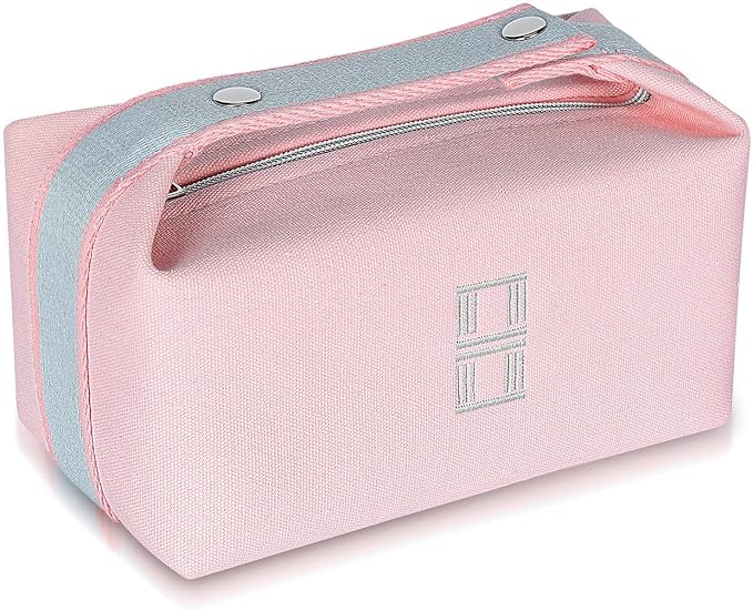 Fashion Makeup Bag for Women, Orange Red Canvas Make up Travel Bag, Hanging Cosmetic Bag Organizer for Wome