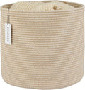 XUANGUO Cotton Rope Woven Basket, 16x14 in Kids Laundry Basket, oatmeal | Round blanket basket and small laundry basket; baby hamper or nursery storage bin for girls, boys, toys, clothes and shoes