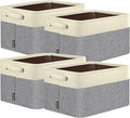 BALEINE 4 Pack Fabric Closet Storage Bins for Shelves, Linen Closet Organizers and Storage, Decorative Baskets for Organizing, Shelf, Clothes, Home, Office (Grey, 15"x11"x9.5")
