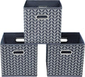 11 Inch Cube Storage Bins , Fabric Cube Organizer Bins with Handle, Foldable Cube Bins for Cloth or Accessary Storage, 11x11x11 Set of 3 (Gray Wave)