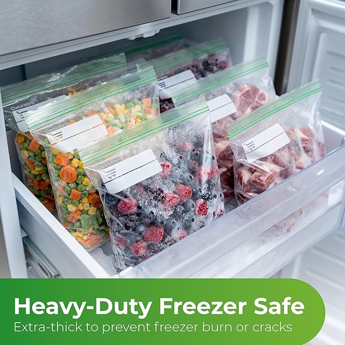 Freezer Bags 1 Gallon – 30 Count Resealable Extra Strong 2. Mil Leak Proof, Double Zipper Freezer Bags Gallon