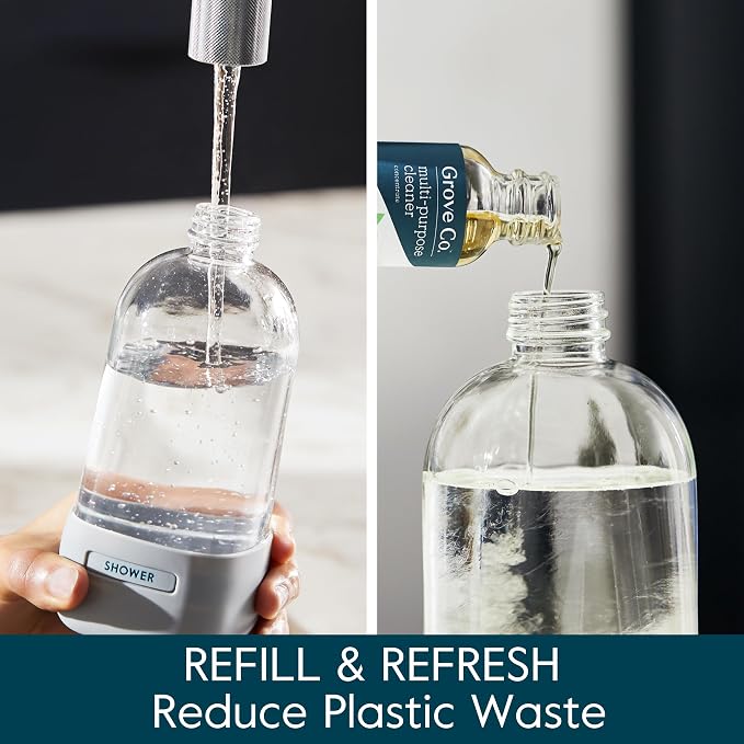 Grove Co. Refillable Glass Spray Bottles for Cleaning, 2 x 16 oz Bottles | Reusable; Custom Labels; Compatible with Grove Co. Cleaning Concentrates; No Plastic Waste; Durable, Recycled Glass
