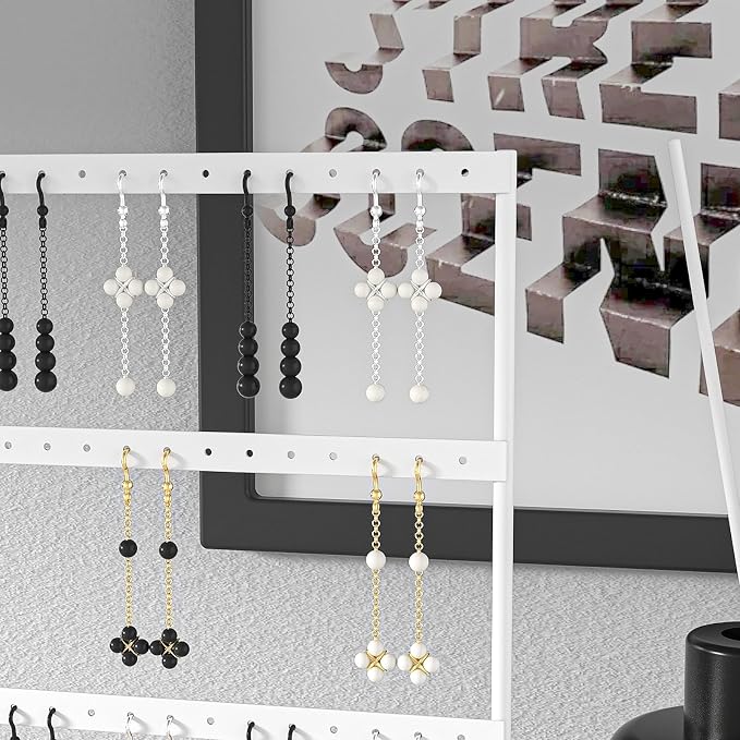 Julysky Earring Holder Organizer,Earring Holder Stand for Hanging Earrings,Earring Display Stand，Earring Organizer Stand，Earring Tree (White, 3 Layers)
