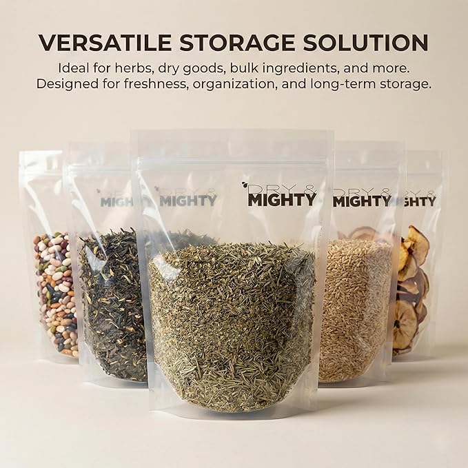 Dry & Mighty Smell Proof Turkey Bag 500 Pack Large 13"x14.5",USA Food Grade, Provides the Perfect Environment for Curing Herbs, Tear-Resistant 1LB Bags, Great for long term herb storage, Bulk