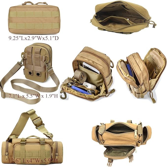 6 Pack Tactical Molle Car Seat Back Organizer,Backseat Organizer for Man | Tactical Vehicle Panel Organizer with 5 Detachable Molle Pouch,US Flag Patch and Keychain,Great Trunk Accessories