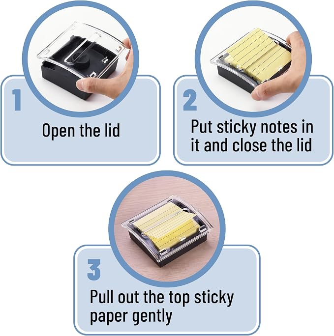 Mr. Pen- Pop Up Note Dispenser, 3" x 3", 4 Pack, Black Base, Clear Top | Sticky Note Dispenser, Sticky Note Holder for Desk