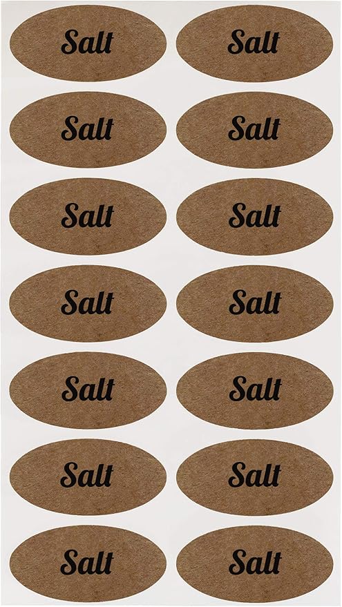 ChromaLabel 1 x 2 Inch Oval Kraft Labels, Imprinted, 112 Stickers per Pack, Salt