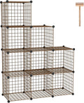 C&AHOME Wire Cube Storage, 9 - Cube Organizer Metal C Grids, Modular Shelves Units, Closet Organizer, Ideal for Home, Office, Living Room, 36.6”L x 12.4”W x 48.4”H, Brown UWCS3009R