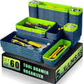 Tool Box Organizer Tray, 60 PCS & 5 Sizes, Blue and Green | High Quality ABS Plastic, Interlocking Desk Drawer Organizer, Tool Chest Organizer for Workshop Garage Office Kitchen
