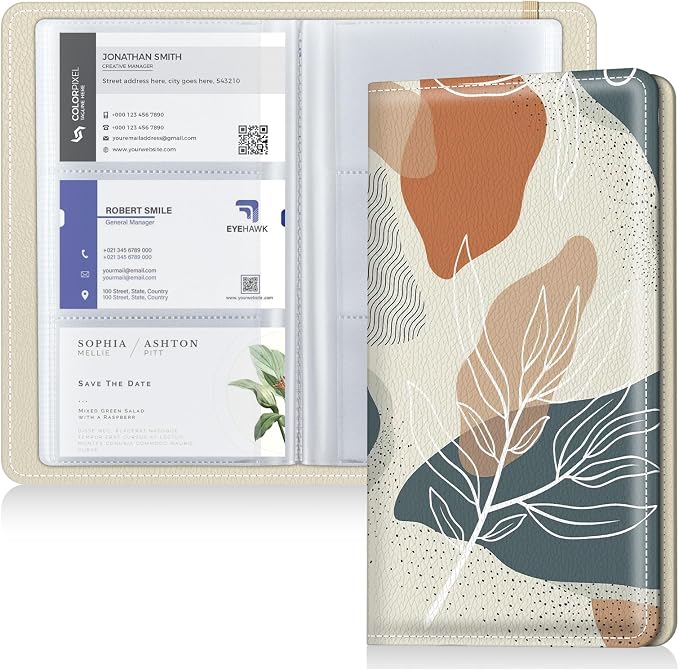 Pu leather business card organizer， 240 Capacity business card holder organizer，Credit card holder for women and men